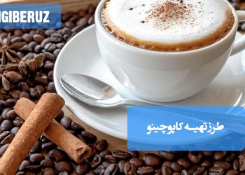 طرز تهیه کاپوچینو خانگی با ترکیبی از قهوه، شیر بخار داده شده و کف شیر برای طعمی غنی و کرمی