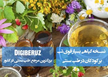 نسخه گیاهی تببر کودکان در طب سنتی؛ استفاده از عرقیات گیاهی مانند ریحان، ختمی، بابونه و کاسنی، مصرف میوههای ادرارآور و پاشویه با آب ولرم