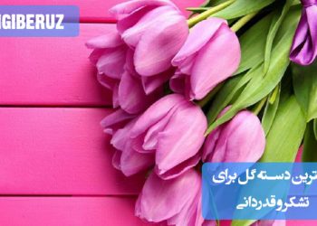 "دسته گل رز سفید و صورتی با برگهای اکالیپتوس - بهترین انتخاب برای هدیه تقدیر و تشکر"