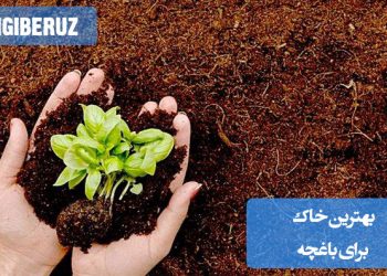 نمای نزدیک از خاک باغچهای تیره، نرم و غنی از مواد آلی با ترکیبی از خاک باغچه، کود دامی پوسیده و ماسه؛ مناسب برای رشد انواع گلها، سبزیجات و درختچهها در فضای باز.