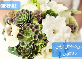 "تزیین دسته گل عروس با کاکتوس‌های زیبا و خاص برای خلق ترکیبی منحصربه‌فرد و مدرن."